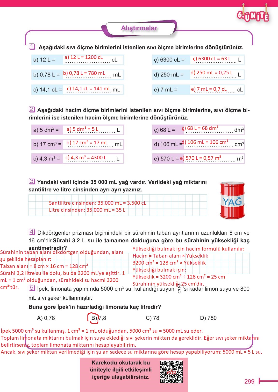6. Sınıf Meb Yayınları Matematik Ders Kitabı Sayfa 299 Cevapları