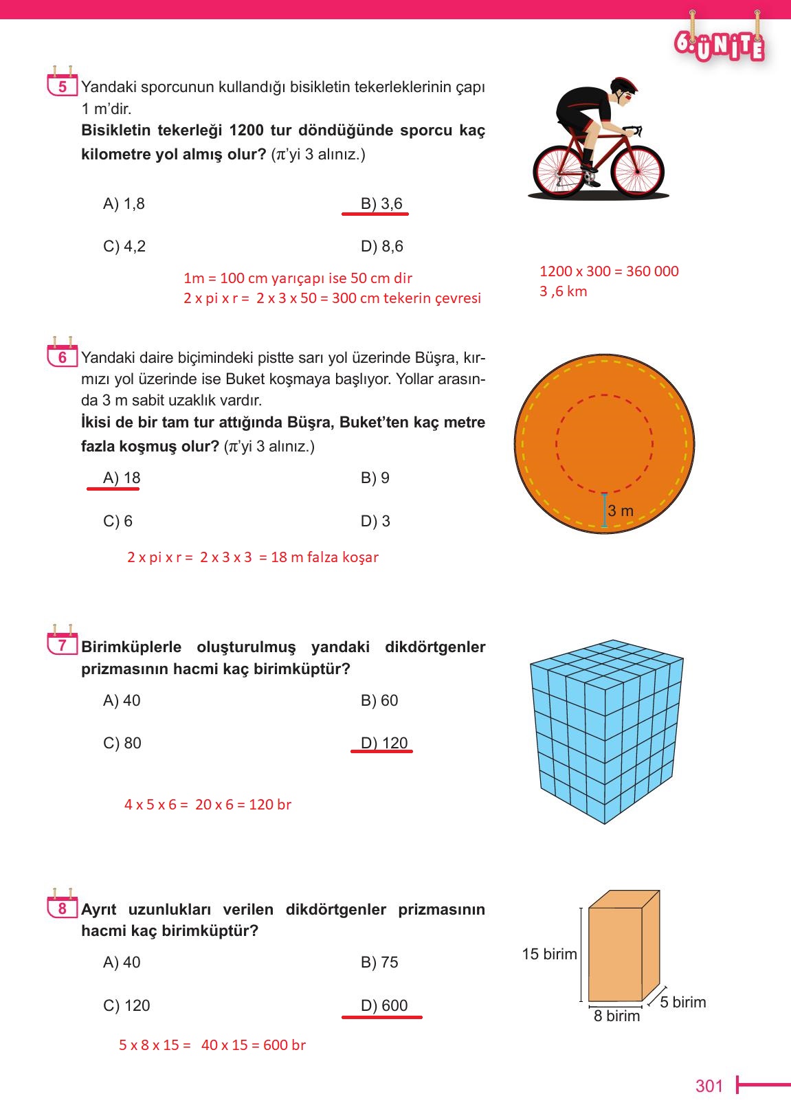 6. Sınıf Meb Yayınları Matematik Ders Kitabı Sayfa 301 Cevapları