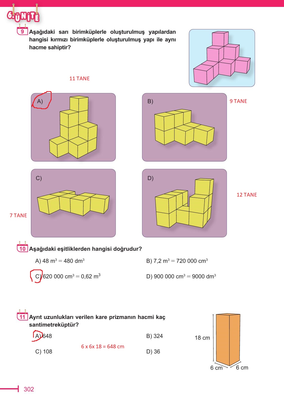 6. Sınıf Meb Yayınları Matematik Ders Kitabı Sayfa 302 Cevapları