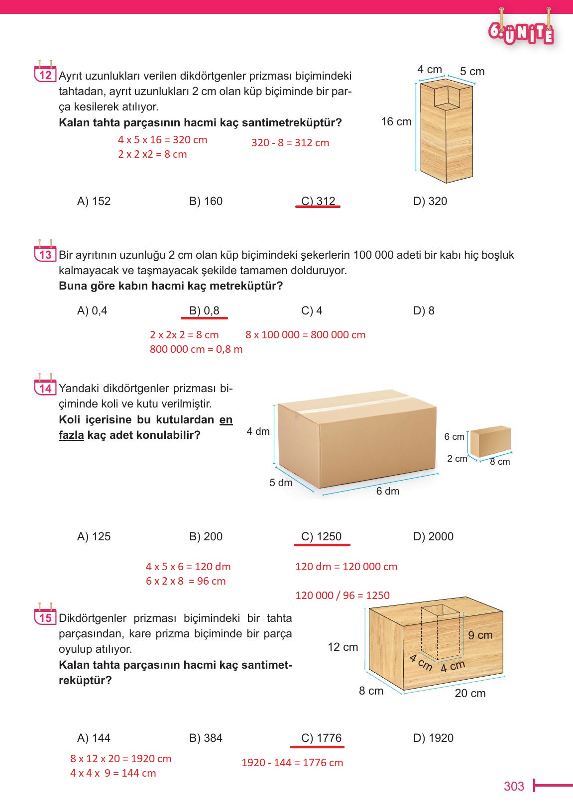 6. Sınıf Meb Yayınları Matematik Ders Kitabı Sayfa 303 Cevapları