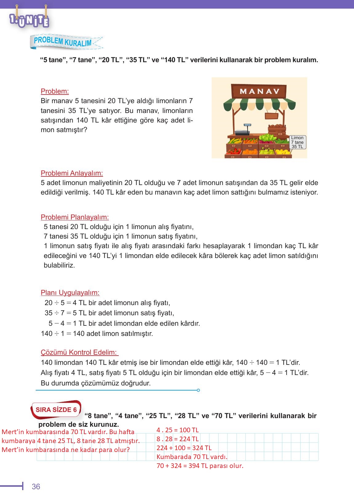 6. Sınıf Meb Yayınları Matematik Ders Kitabı Sayfa 36 Cevapları