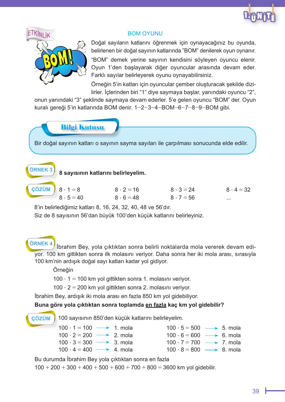 6. Sınıf Meb Yayınları Matematik Ders Kitabı Sayfa 39 Cevapları