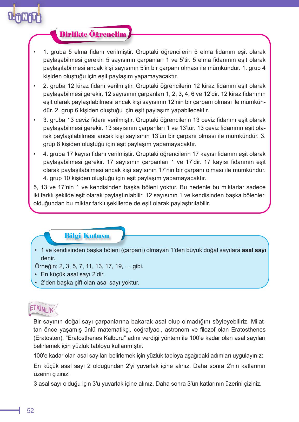 6. Sınıf Meb Yayınları Matematik Ders Kitabı Sayfa 52 Cevapları