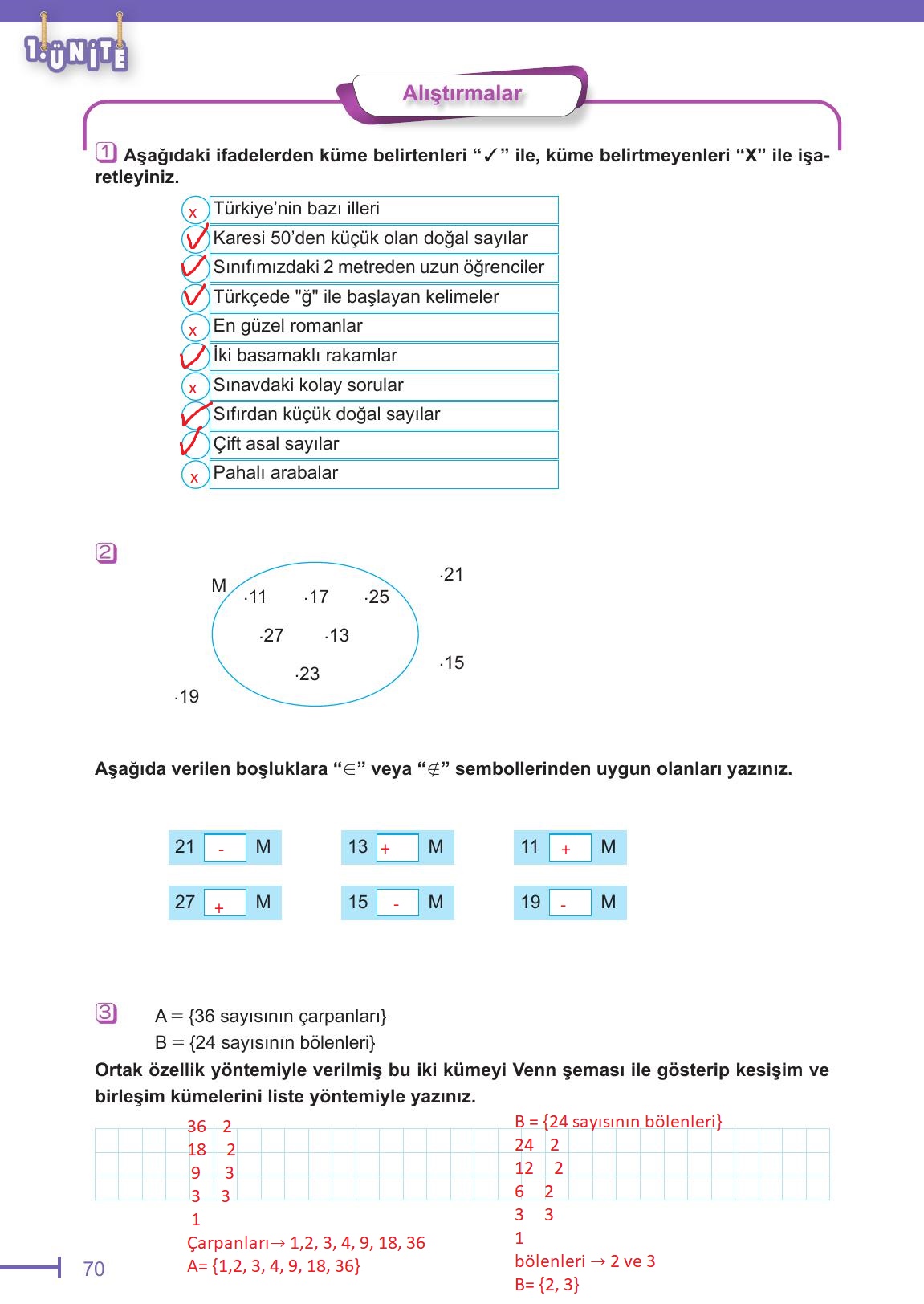 6. Sınıf Meb Yayınları Matematik Ders Kitabı Sayfa 70 Cevapları