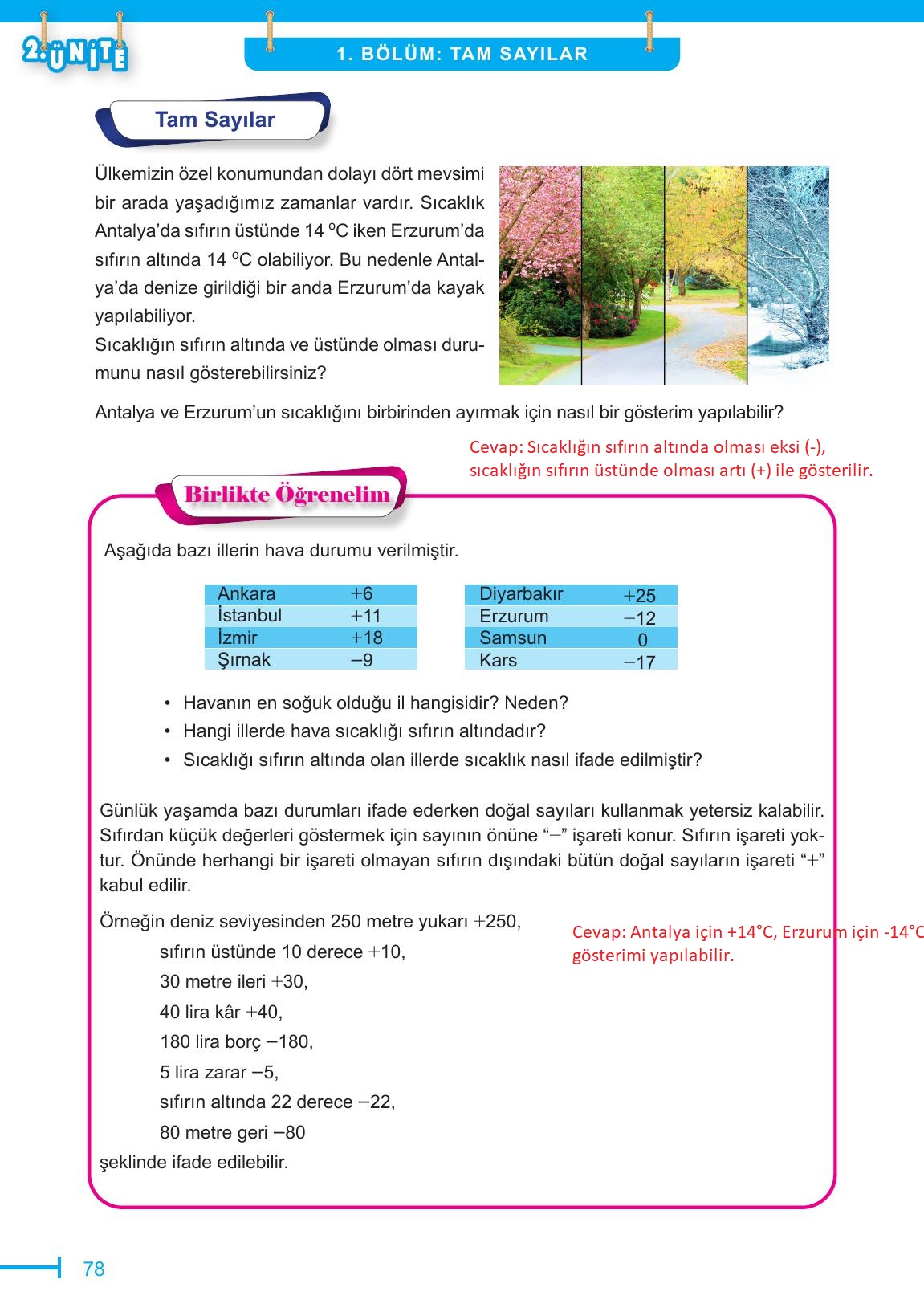 6. Sınıf Meb Yayınları Matematik Ders Kitabı Sayfa 78 Cevapları