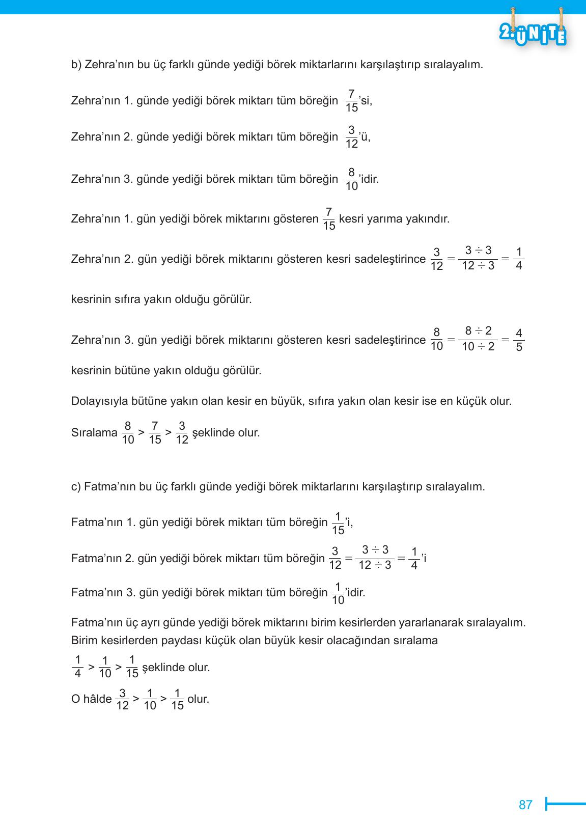 6. Sınıf Meb Yayınları Matematik Ders Kitabı Sayfa 87 Cevapları