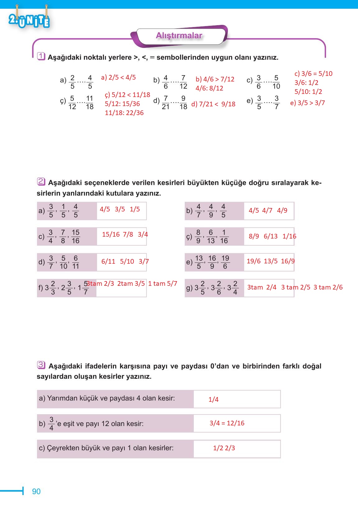 6. Sınıf Meb Yayınları Matematik Ders Kitabı Sayfa 90 Cevapları