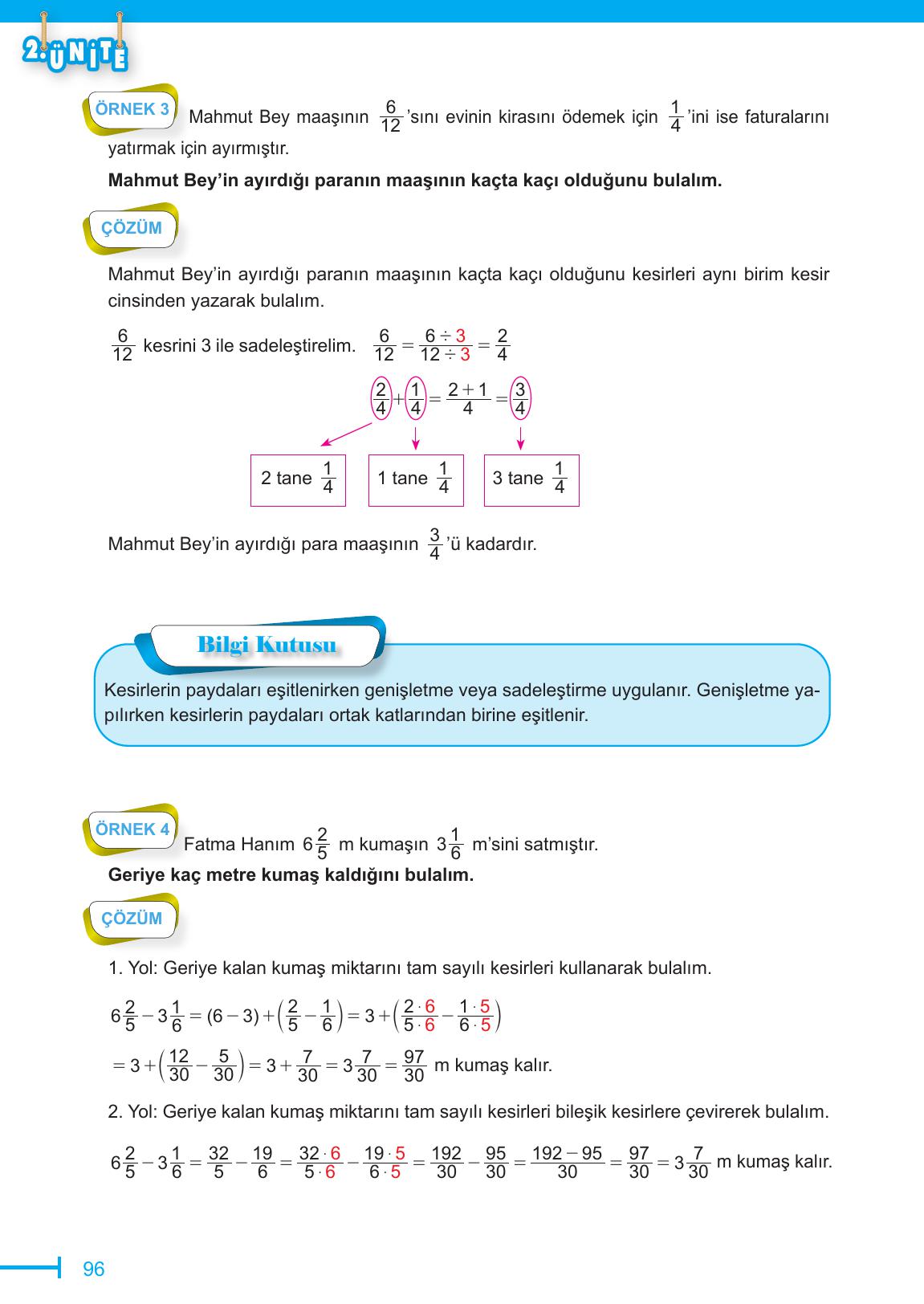 6. Sınıf Meb Yayınları Matematik Ders Kitabı Sayfa 96 Cevapları