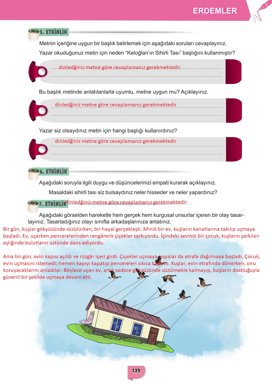 6. Sınıf Meb Yayınları Türkçe Ders Kitabı Sayfa 129 Cevapları