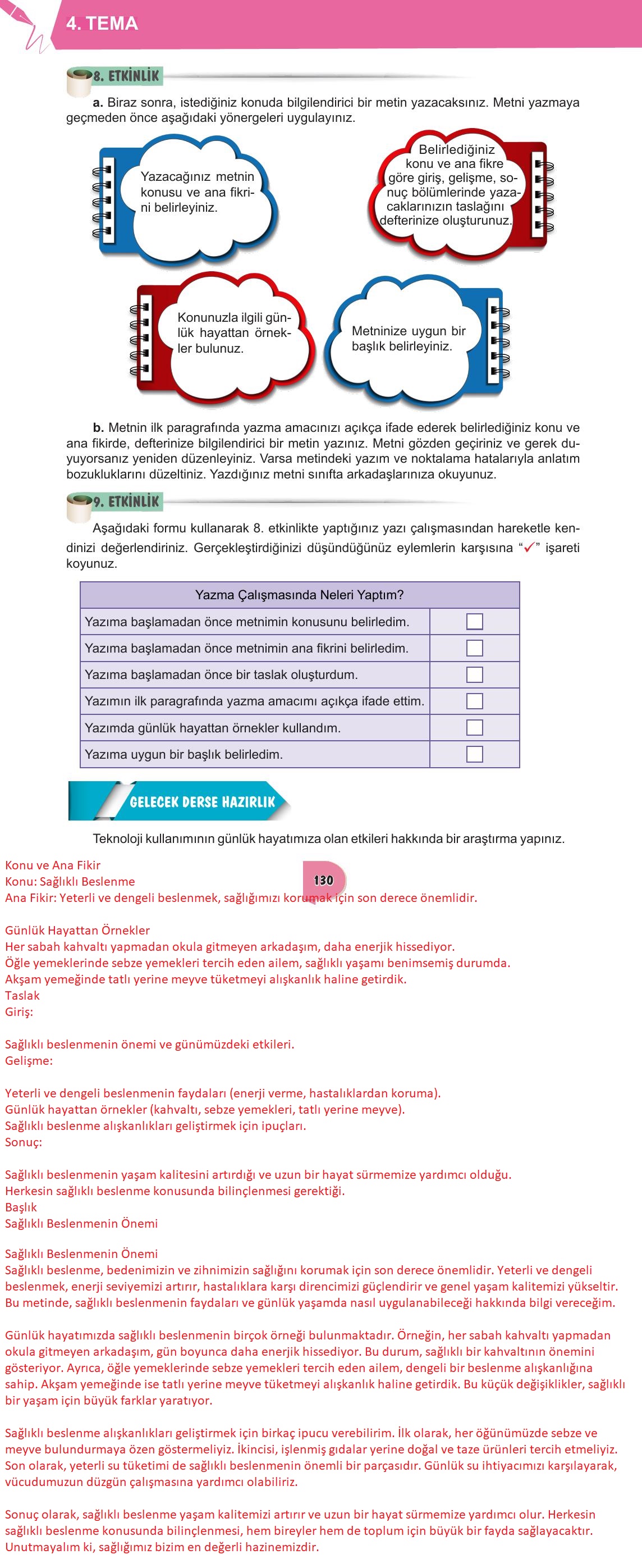 6. Sınıf Meb Yayınları Türkçe Ders Kitabı Sayfa 130 Cevapları