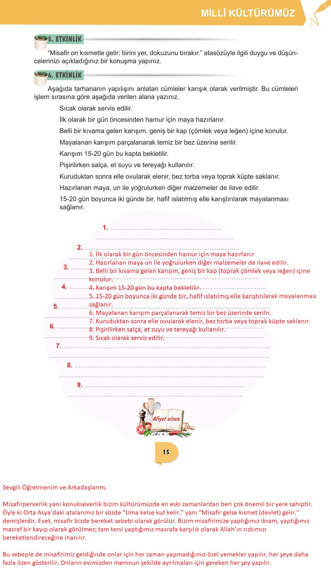 6. Sınıf Meb Yayınları Türkçe Ders Kitabı Sayfa 15 Cevapları