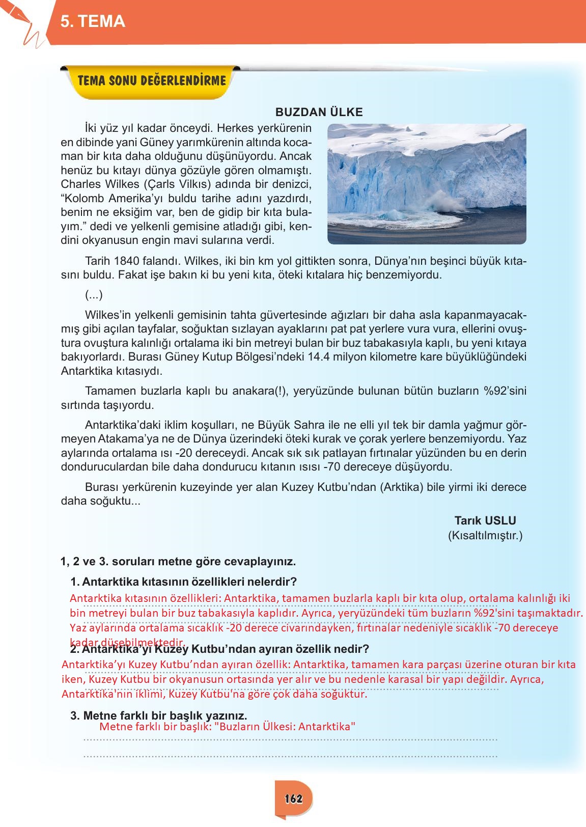 6. Sınıf Meb Yayınları Türkçe Ders Kitabı Sayfa 162 Cevapları