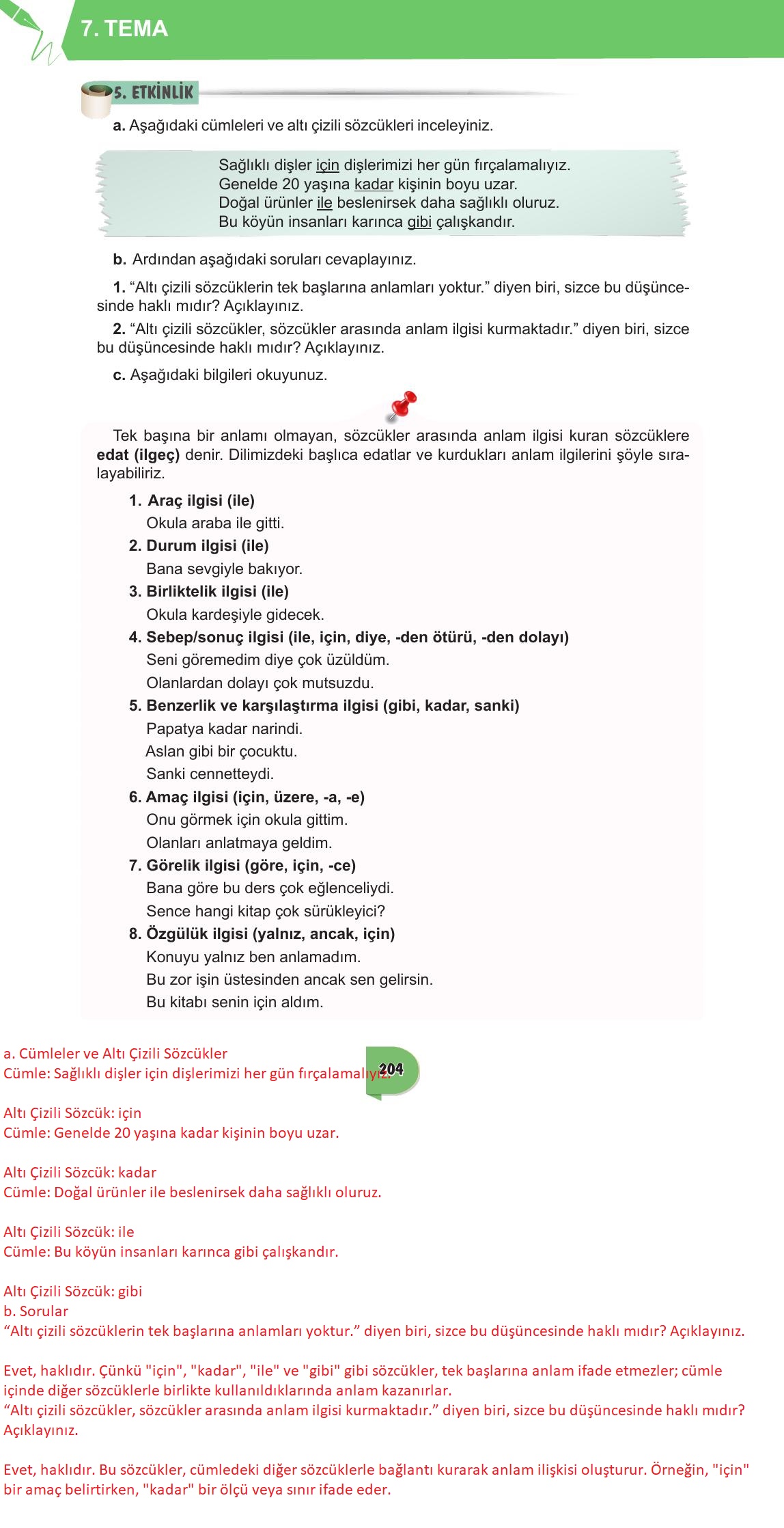 6. Sınıf Meb Yayınları Türkçe Ders Kitabı Sayfa 204 Cevapları