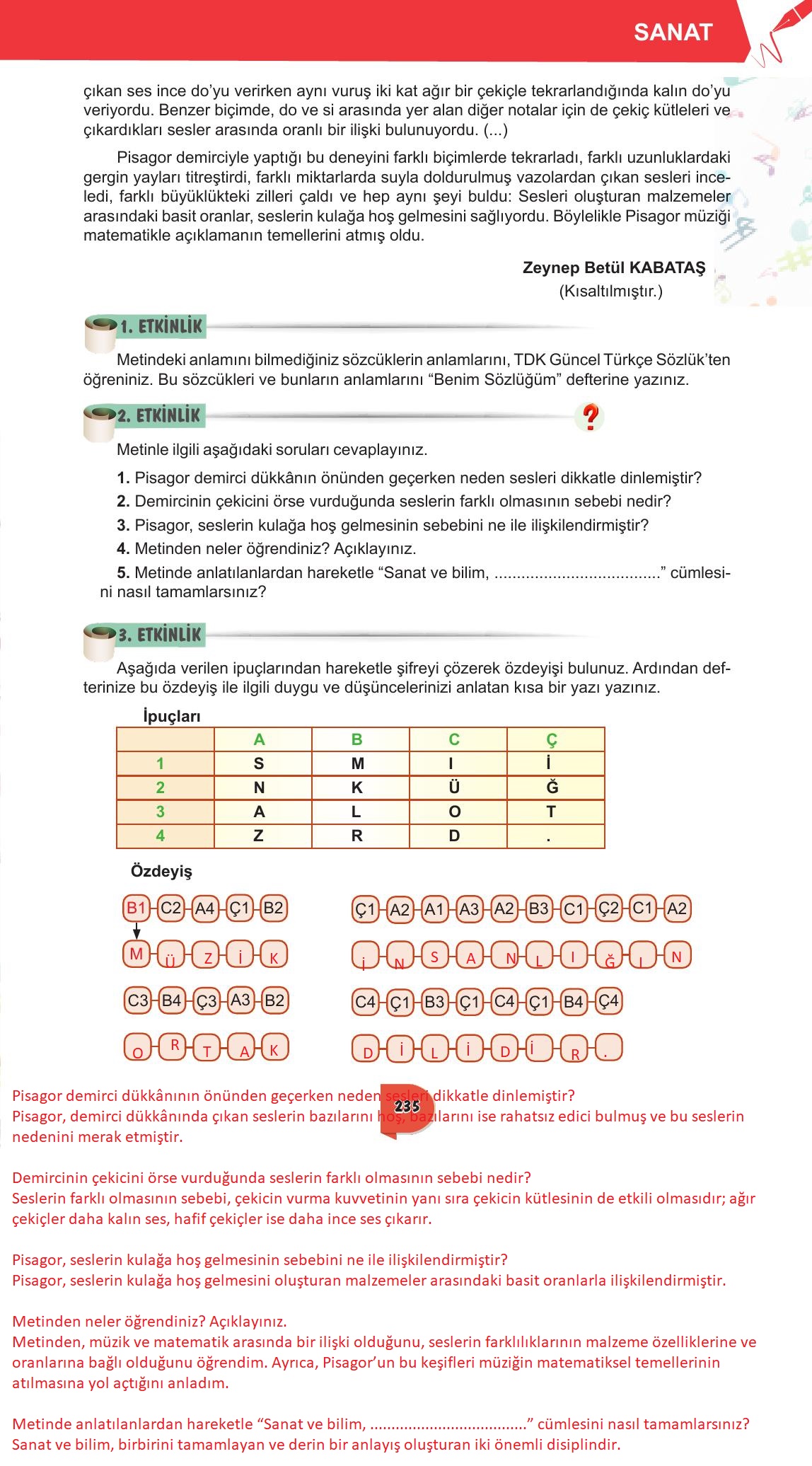 6. Sınıf Meb Yayınları Türkçe Ders Kitabı Sayfa 235 Cevapları 6. Sınıf Meb Yayınları Türkçe Ders Kitabı Sayfa 235 Cevapları