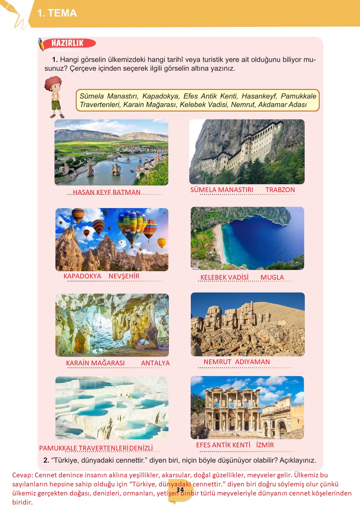 6. Sınıf Meb Yayınları Türkçe Ders Kitabı Sayfa 34 Cevapları