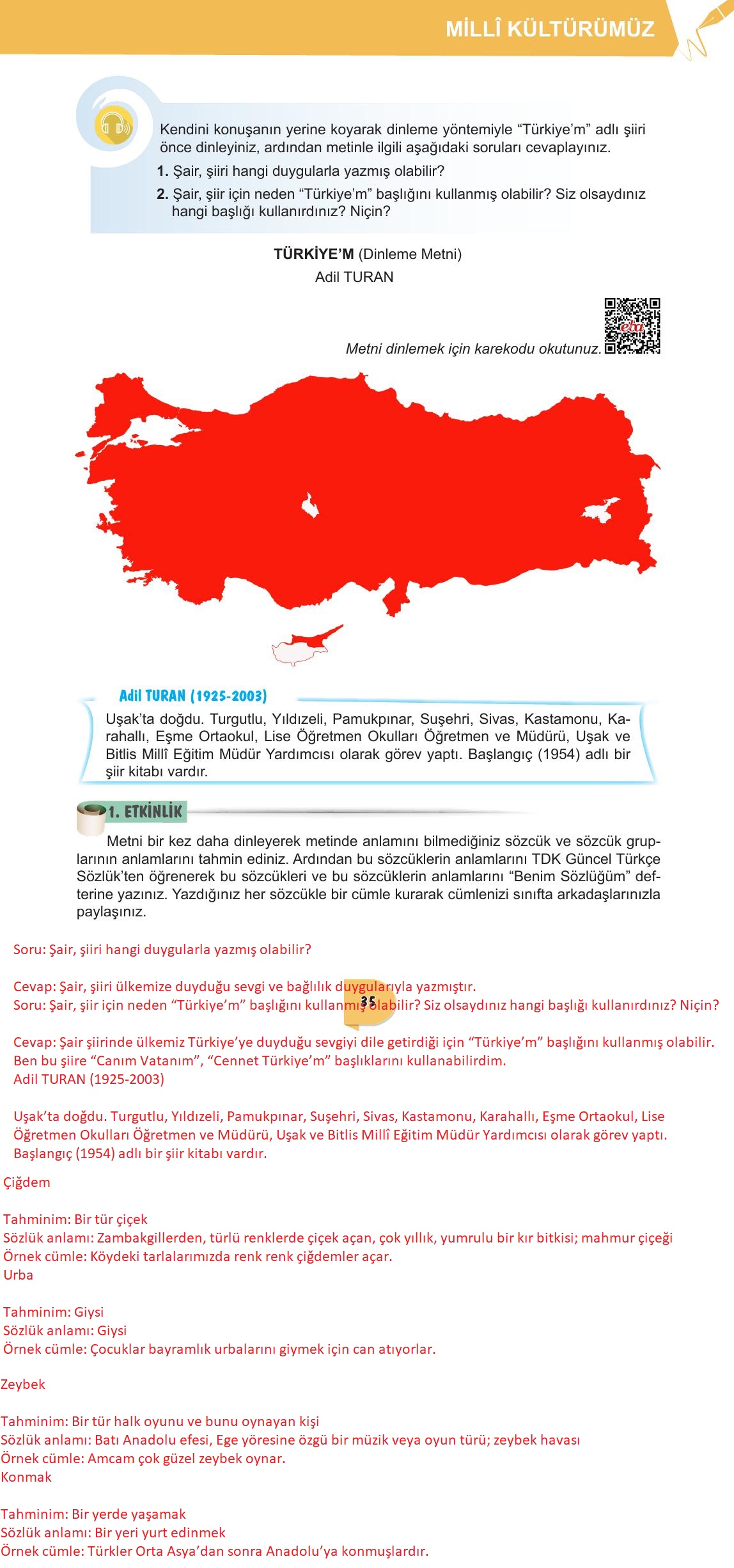 6. Sınıf Meb Yayınları Türkçe Ders Kitabı Sayfa 35 Cevapları