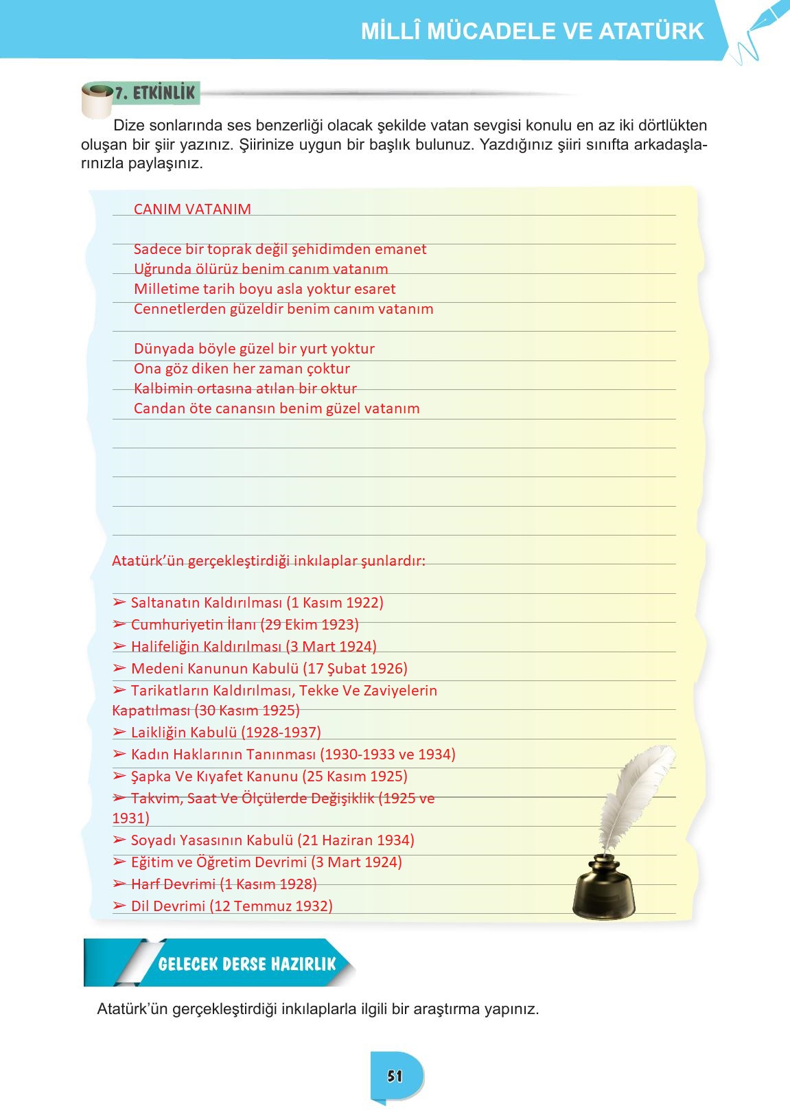 6. Sınıf Meb Yayınları Türkçe Ders Kitabı Sayfa 51 Cevapları