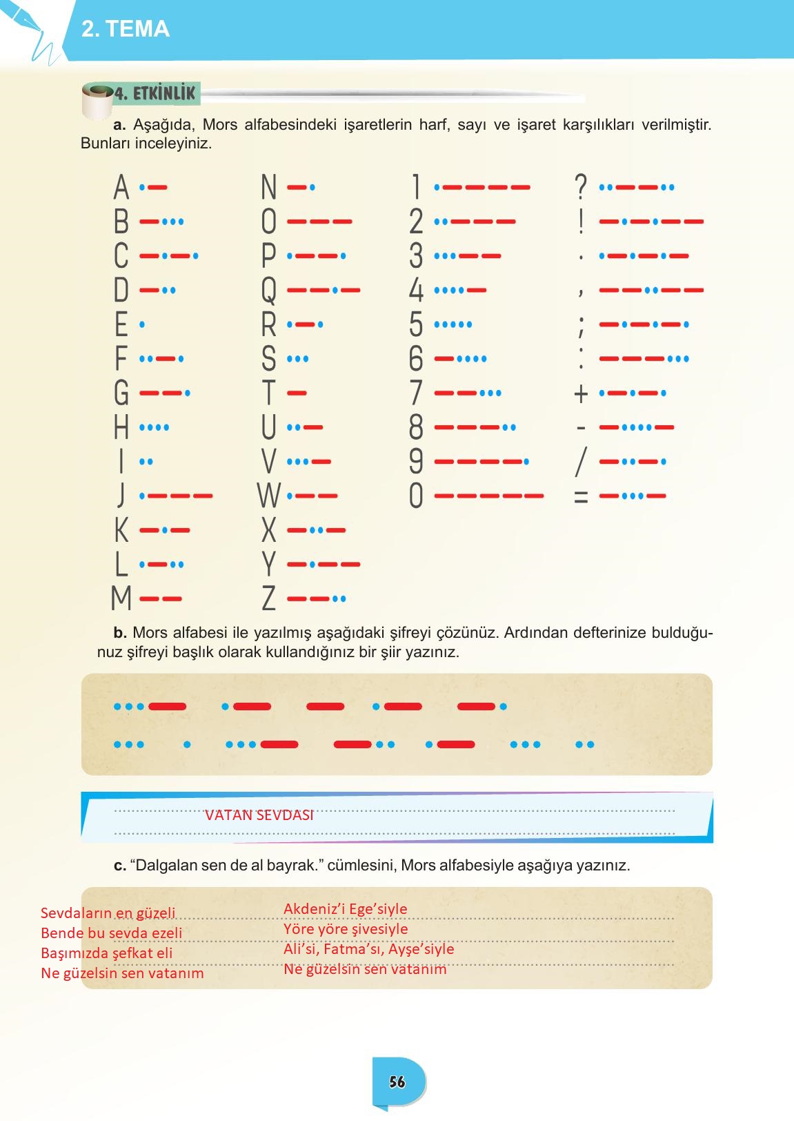6. Sınıf Meb Yayınları Türkçe Ders Kitabı Sayfa 56 Cevapları