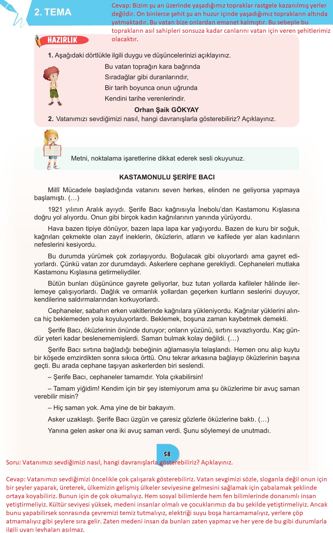 6. Sınıf Meb Yayınları Türkçe Ders Kitabı Sayfa 58 Cevapları