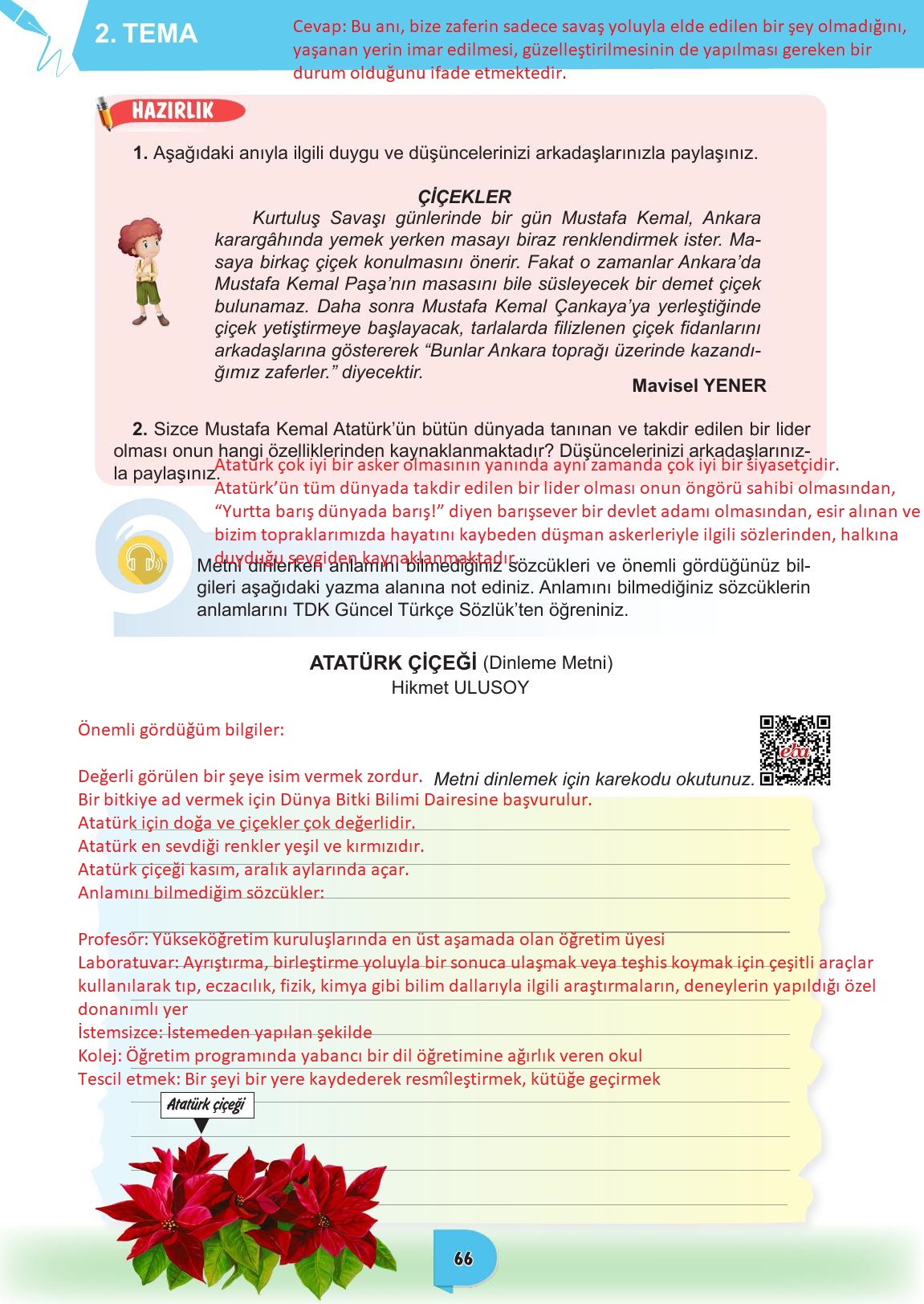 6. Sınıf Meb Yayınları Türkçe Ders Kitabı Sayfa 66 Cevapları