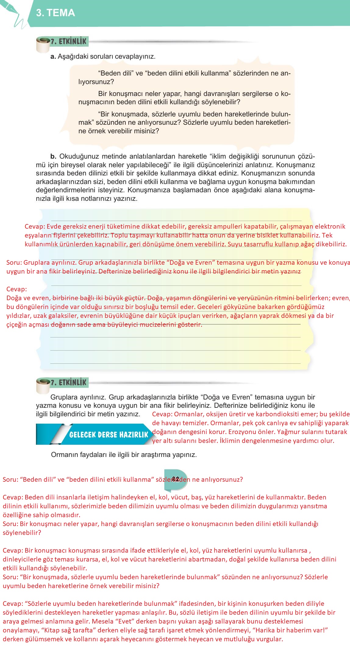 6. Sınıf Meb Yayınları Türkçe Ders Kitabı Sayfa 82 Cevapları