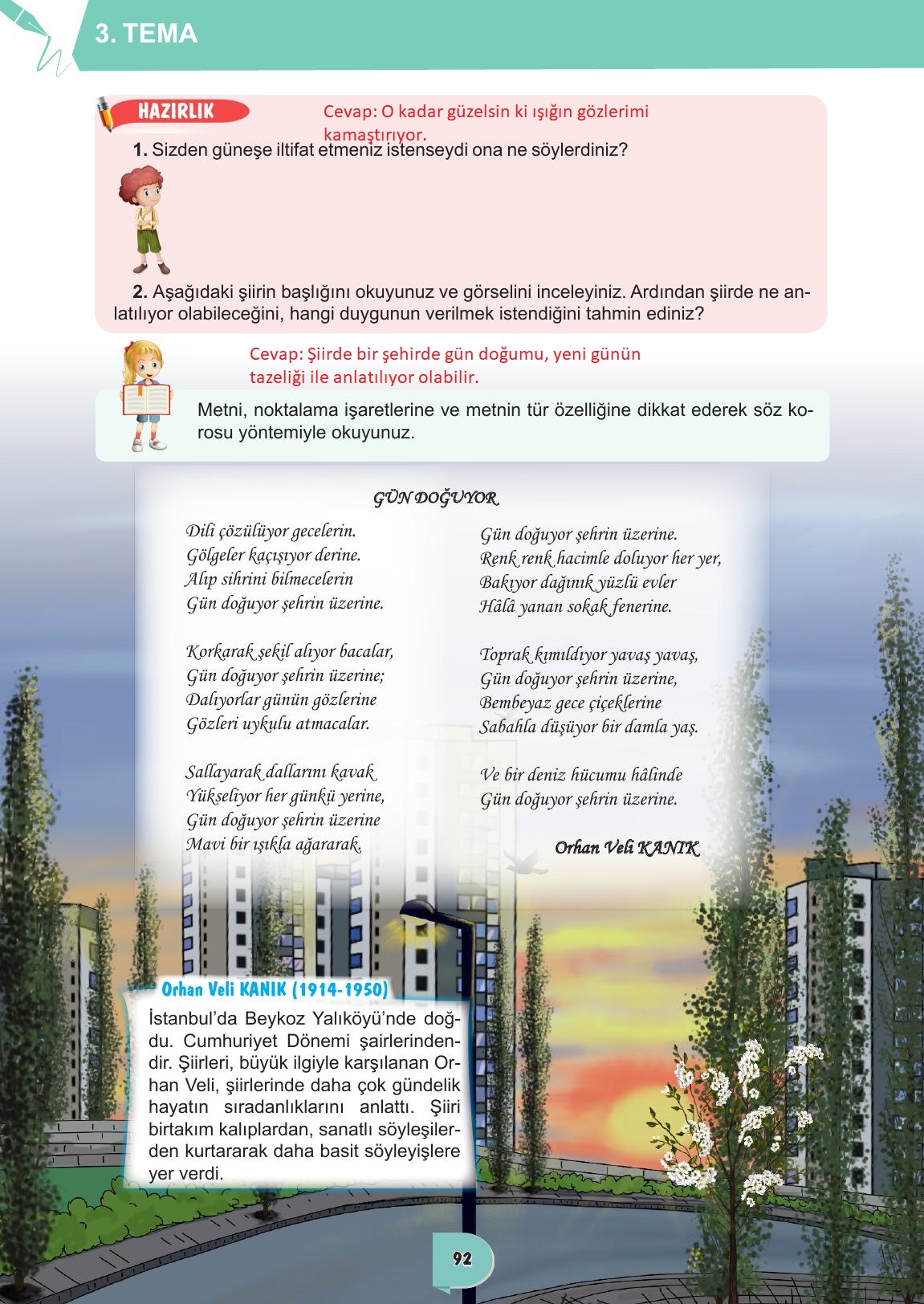 6. Sınıf Meb Yayınları Türkçe Ders Kitabı Sayfa 92 Cevapları