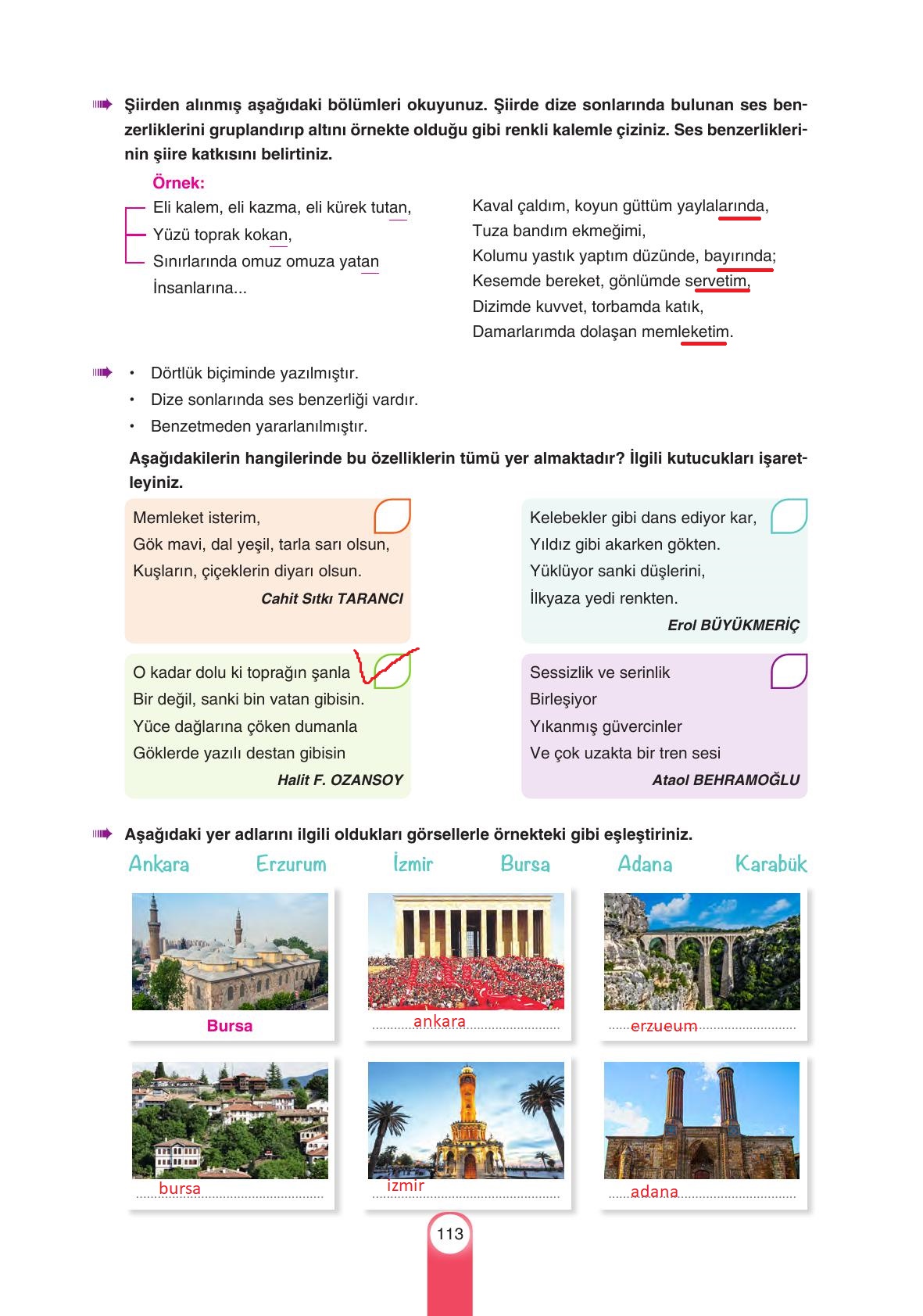 6. Sınıf Yıldırım Yayınları Türkçe Ders Kitabı Sayfa 113 Cevapları 6. Sınıf Yıldırım Yayınları Türkçe Ders Kitabı Sayfa 113 Cevapları
