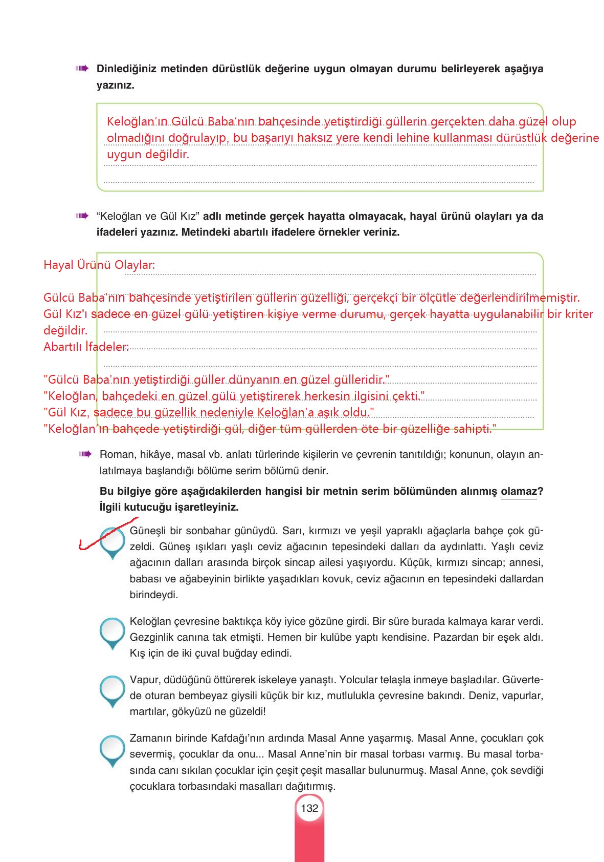 6. Sınıf Yıldırım Yayınları Türkçe Ders Kitabı Sayfa 132 Cevapları 6. Sınıf Yıldırım Yayınları Türkçe Ders Kitabı Sayfa 132 Cevapları