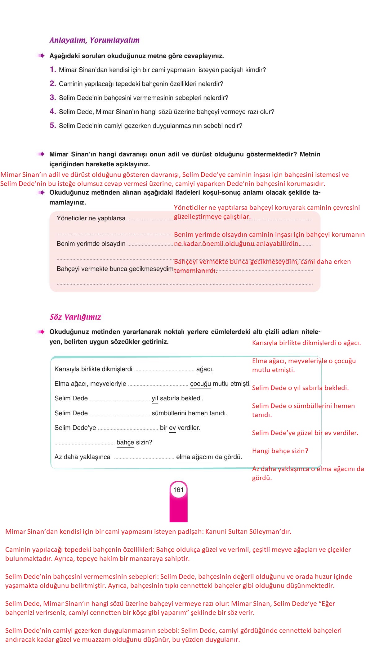 6. Sınıf Yıldırım Yayınları Türkçe Ders Kitabı Sayfa 161 Cevapları 6. Sınıf Yıldırım Yayınları Türkçe Ders Kitabı Sayfa 161 Cevapları