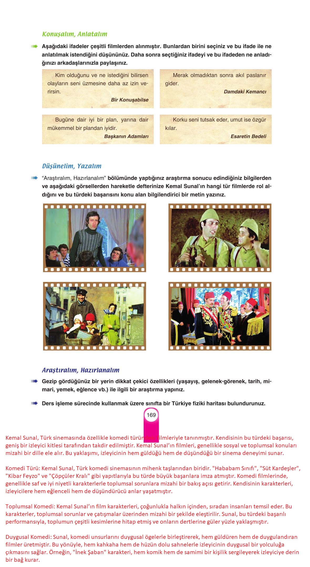 6. Sınıf Yıldırım Yayınları Türkçe Ders Kitabı Sayfa 169 Cevapları 6. Sınıf Yıldırım Yayınları Türkçe Ders Kitabı Sayfa 169 Cevapları