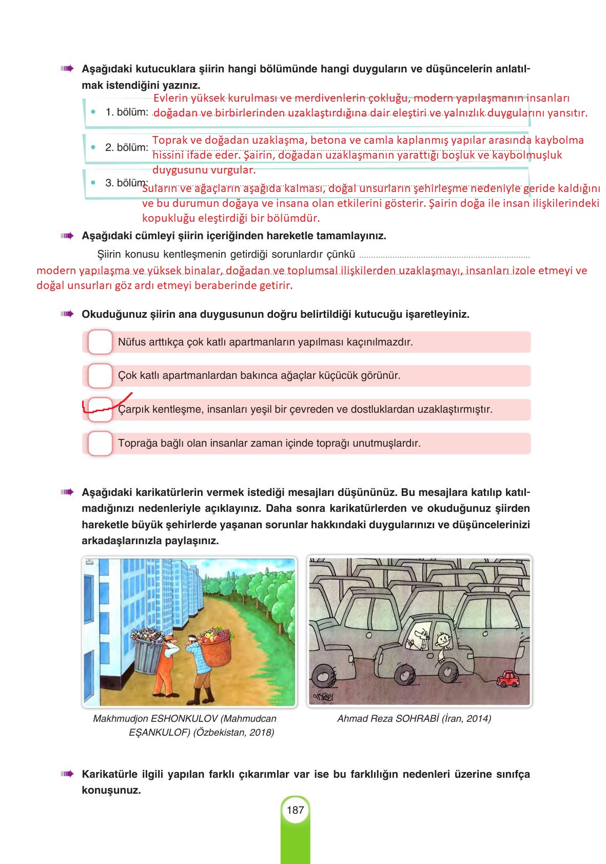 6. Sınıf Yıldırım Yayınları Türkçe Ders Kitabı Sayfa 187 Cevapları 6. Sınıf Yıldırım Yayınları Türkçe Ders Kitabı Sayfa 187 Cevapları