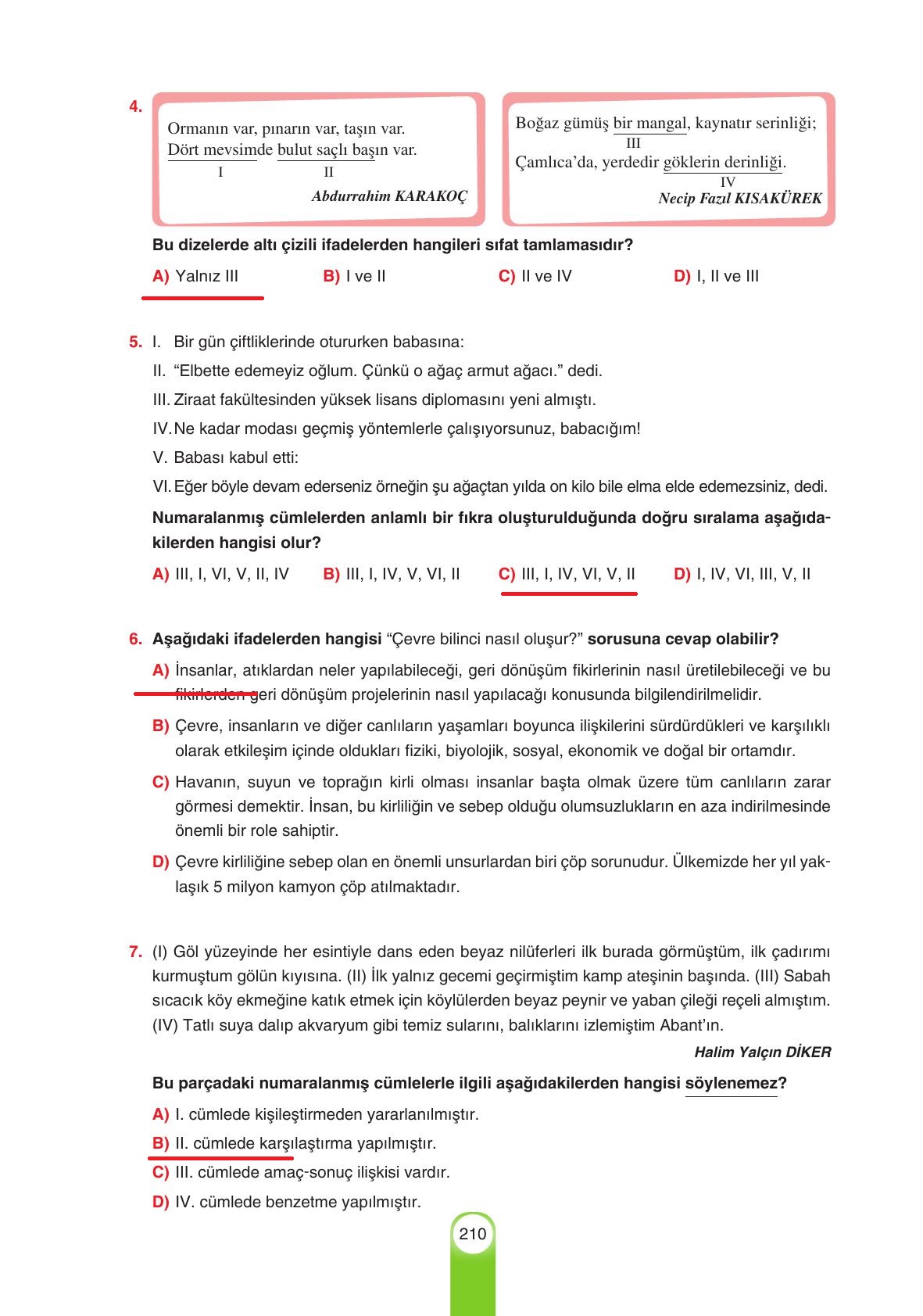 6. Sınıf Yıldırım Yayınları Türkçe Ders Kitabı Sayfa 210 Cevapları 6. Sınıf Yıldırım Yayınları Türkçe Ders Kitabı Sayfa 210 Cevapları