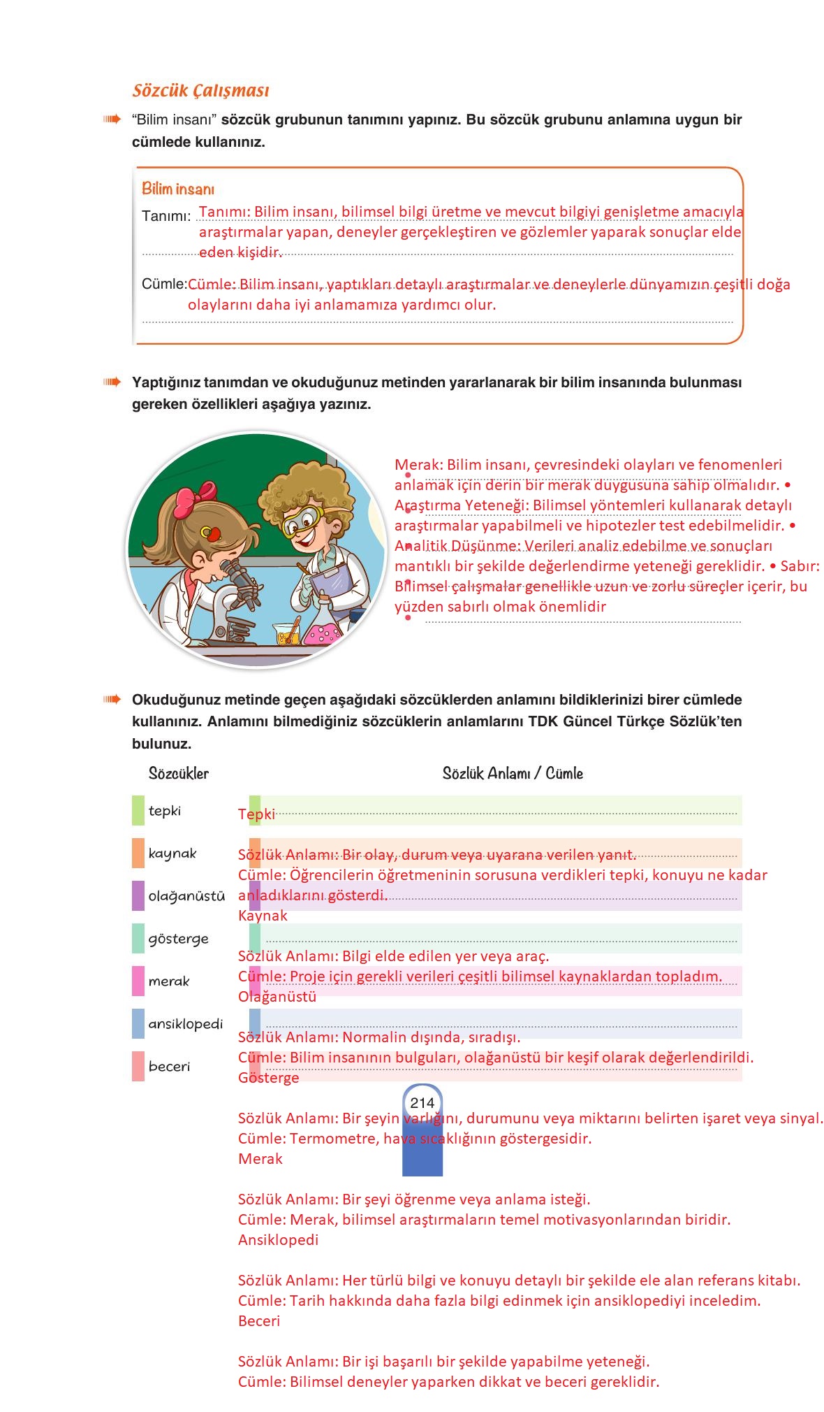 6. Sınıf Yıldırım Yayınları Türkçe Ders Kitabı Sayfa 214 Cevapları 6. Sınıf Yıldırım Yayınları Türkçe Ders Kitabı Sayfa 214 Cevapları