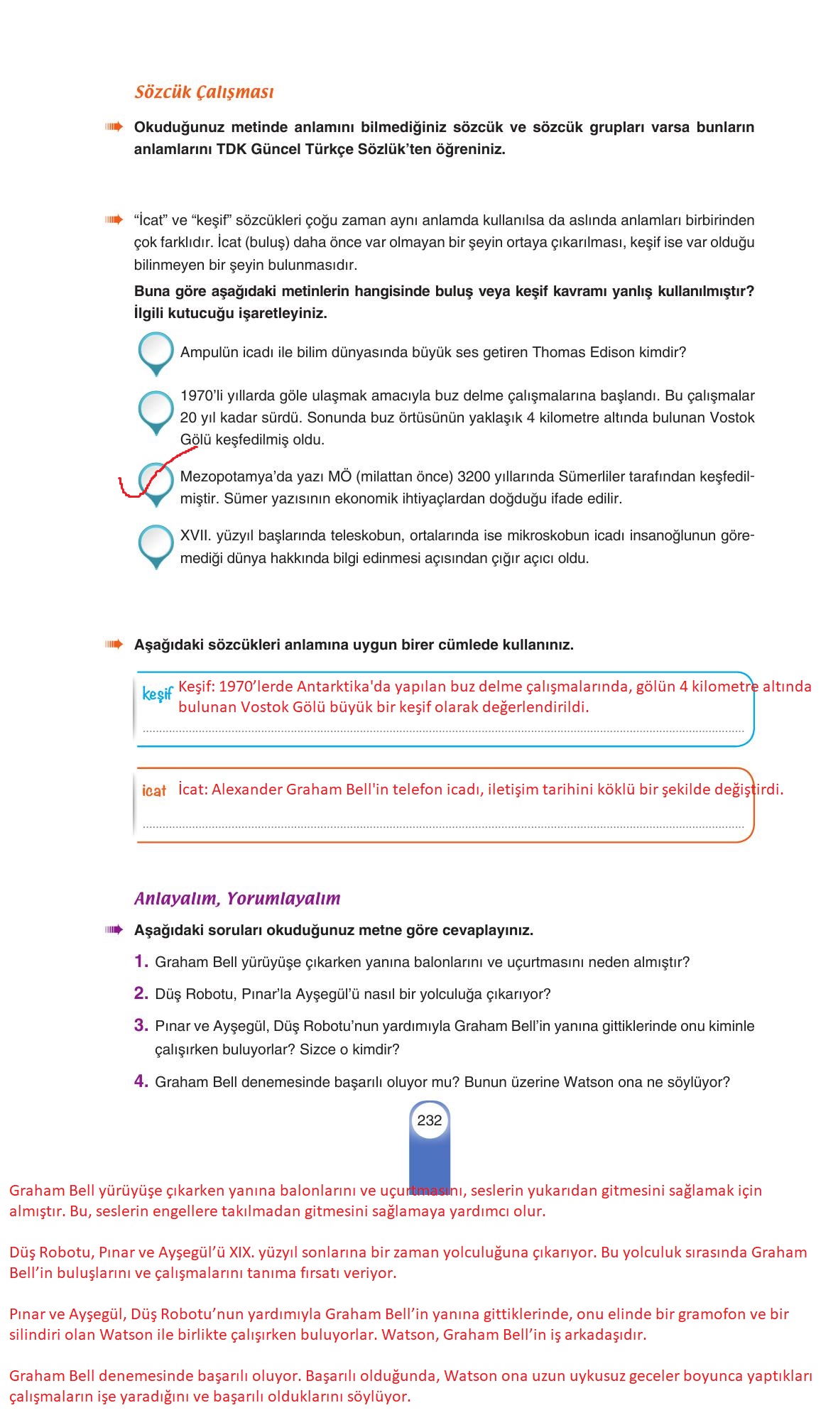 6. Sınıf Yıldırım Yayınları Türkçe Ders Kitabı Sayfa 232 Cevapları 6. Sınıf Yıldırım Yayınları Türkçe Ders Kitabı Sayfa 232 Cevapları
