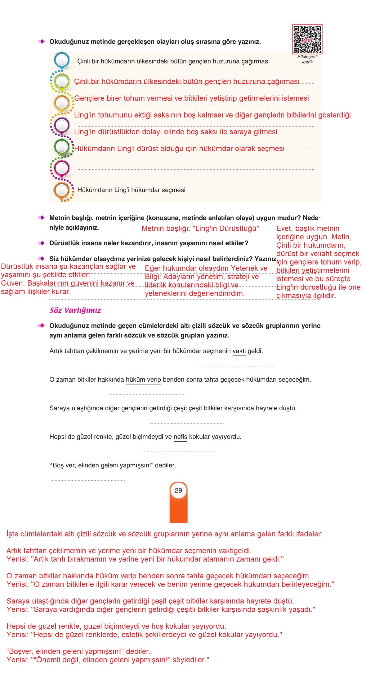 6. Sınıf Yıldırım Yayınları Türkçe Ders Kitabı Sayfa 29 Cevapları 6. Sınıf Yıldırım Yayınları Türkçe Ders Kitabı Sayfa 29 Cevapları