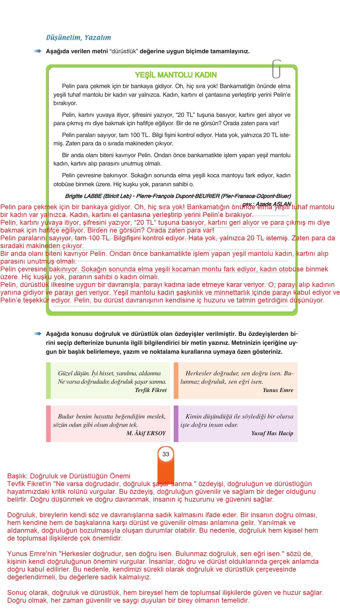 6. Sınıf Yıldırım Yayınları Türkçe Ders Kitabı Sayfa 33 Cevapları 6. Sınıf Yıldırım Yayınları Türkçe Ders Kitabı Sayfa 33 Cevapları