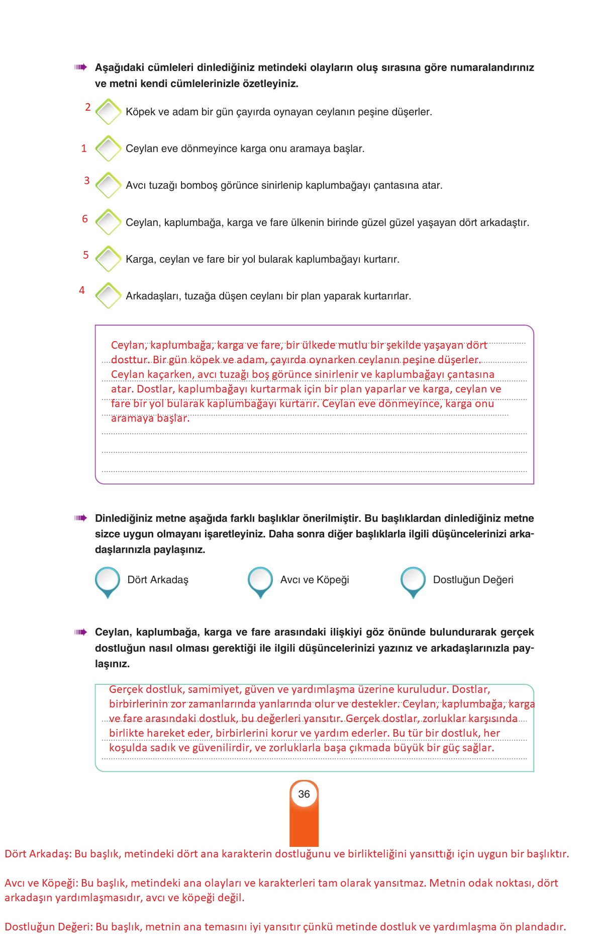 6. Sınıf Yıldırım Yayınları Türkçe Ders Kitabı Sayfa 36 Cevapları 6. Sınıf Yıldırım Yayınları Türkçe Ders Kitabı Sayfa 36 Cevapları