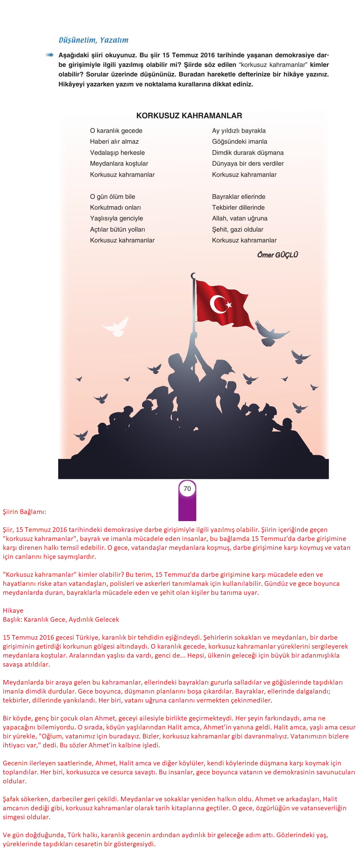 6. Sınıf Yıldırım Yayınları Türkçe Ders Kitabı Sayfa 70 Cevapları 6. Sınıf Yıldırım Yayınları Türkçe Ders Kitabı Sayfa 70 Cevapları