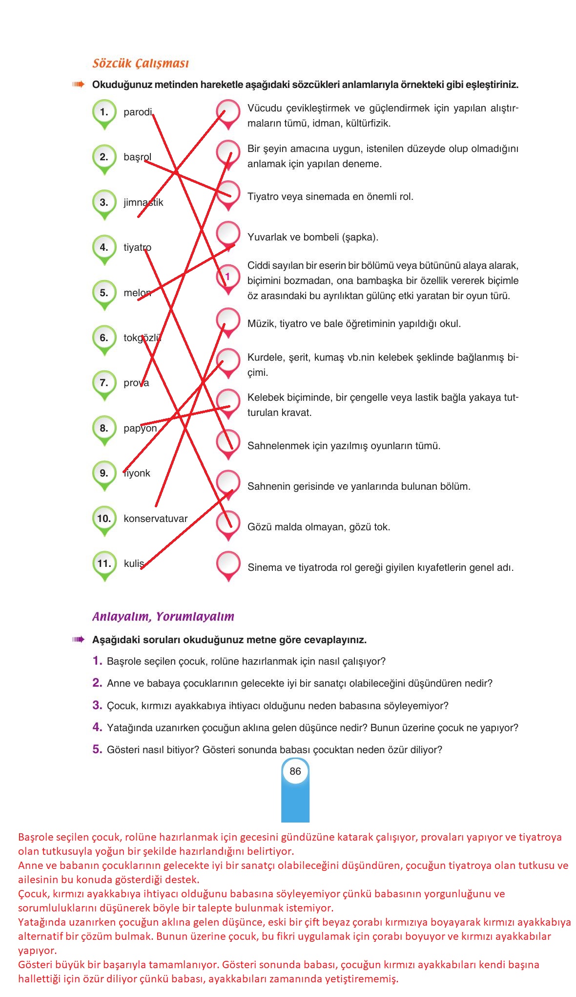 6. Sınıf Yıldırım Yayınları Türkçe Ders Kitabı Sayfa 86 Cevapları 6. Sınıf Yıldırım Yayınları Türkçe Ders Kitabı Sayfa 86 Cevapları