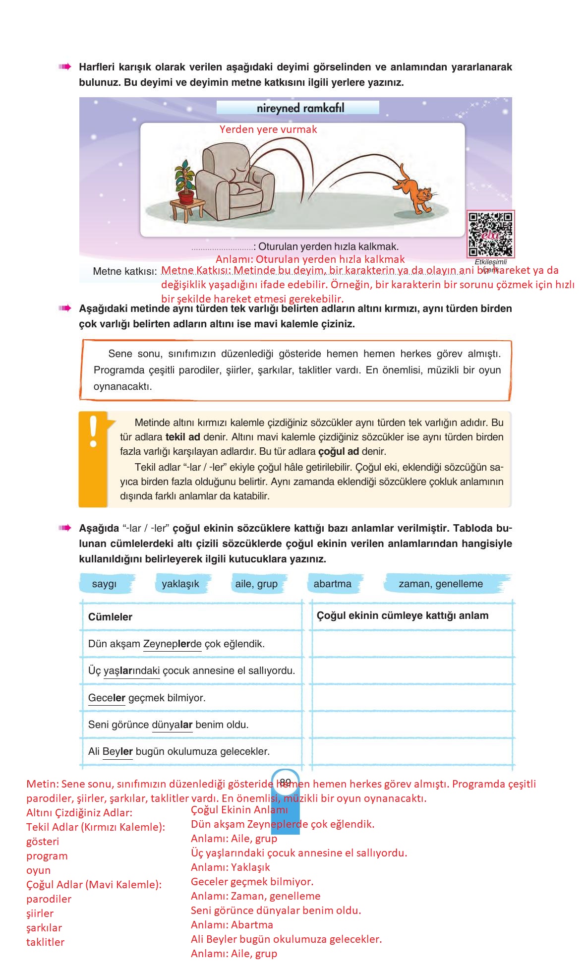 6. Sınıf Yıldırım Yayınları Türkçe Ders Kitabı Sayfa 89 Cevapları 6. Sınıf Yıldırım Yayınları Türkçe Ders Kitabı Sayfa 89 Cevapları