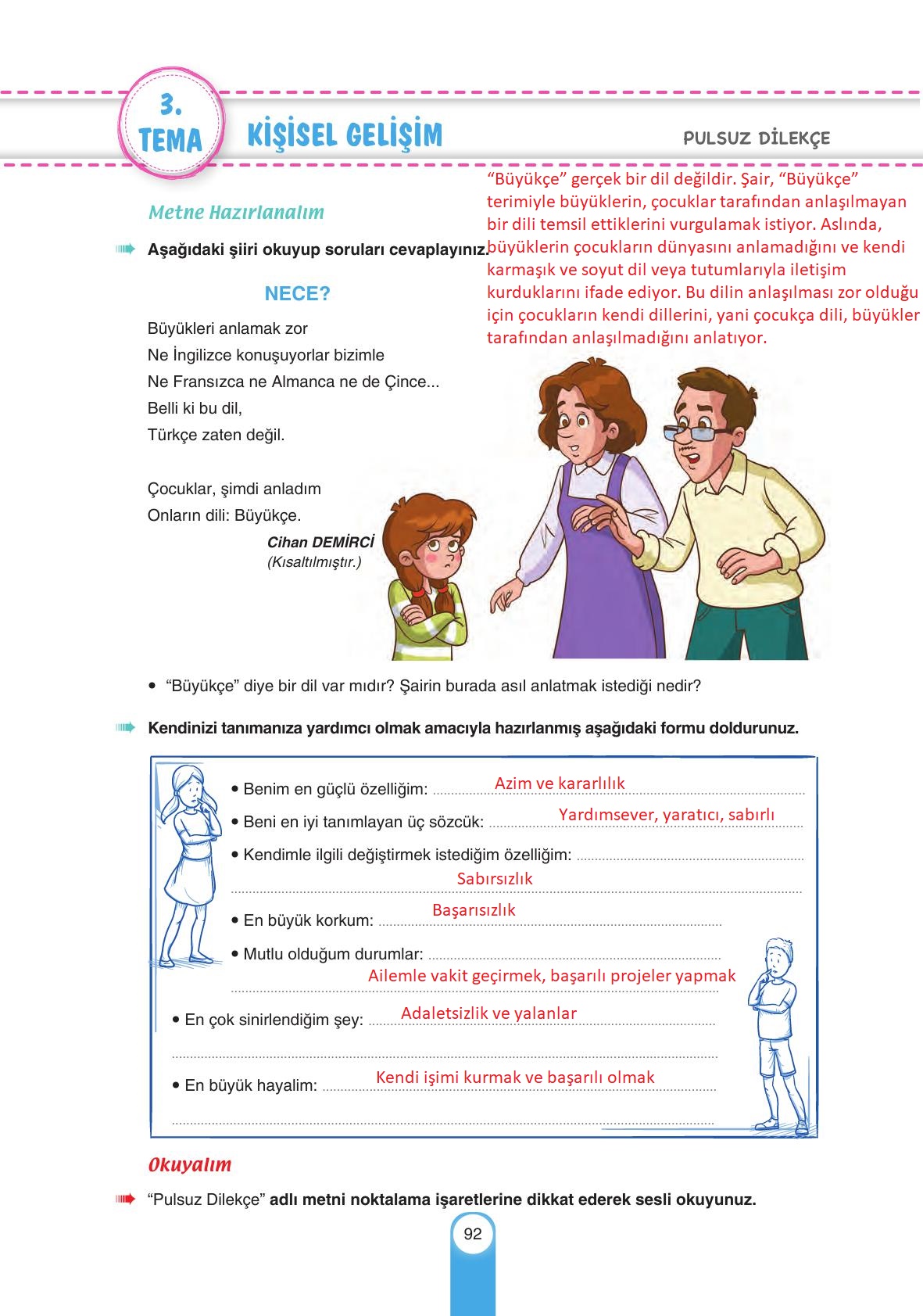 6. Sınıf Yıldırım Yayınları Türkçe Ders Kitabı Sayfa 92 Cevapları 6. Sınıf Yıldırım Yayınları Türkçe Ders Kitabı Sayfa 92 Cevapları