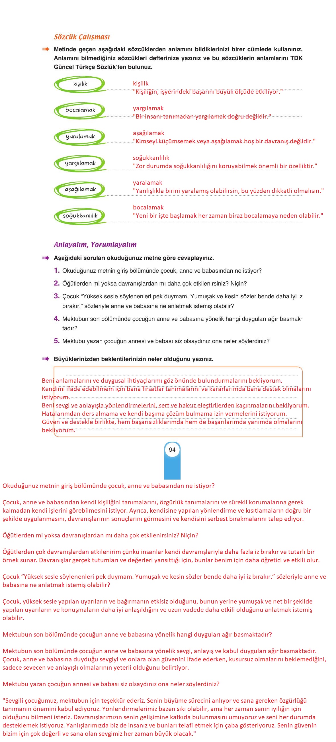 6. Sınıf Yıldırım Yayınları Türkçe Ders Kitabı Sayfa 94 Cevapları 6. Sınıf Yıldırım Yayınları Türkçe Ders Kitabı Sayfa 94 Cevapları