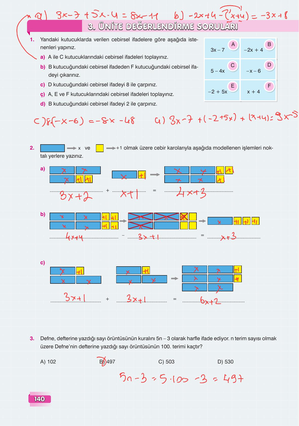 7. Sınıf Edat Yayınları Matematik Ders Kitabı Sayfa 140 Cevapları 7. Sınıf Edat Yayınları Matematik Ders Kitabı Sayfa 140 Cevapları