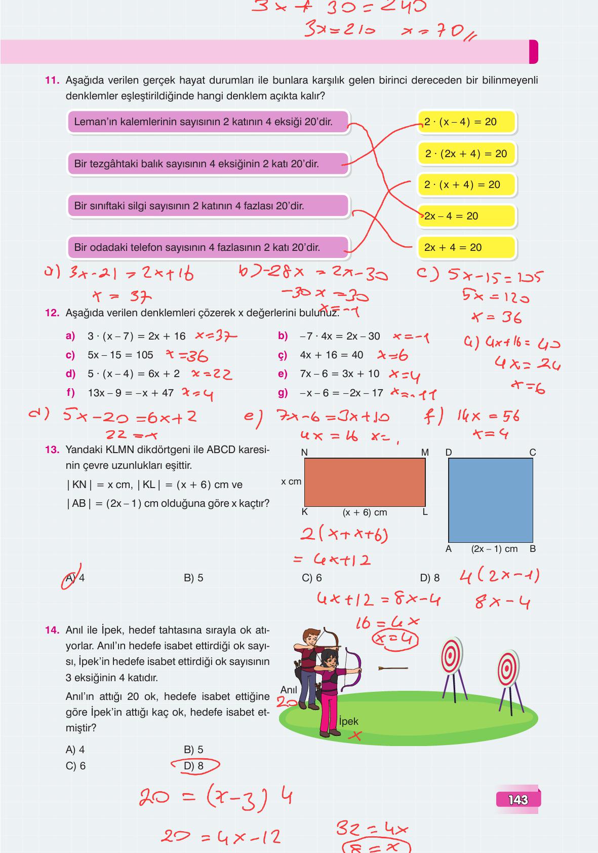 7. Sınıf Edat Yayınları Matematik Ders Kitabı Sayfa 143 Cevapları 7. Sınıf Edat Yayınları Matematik Ders Kitabı Sayfa 143 Cevapları