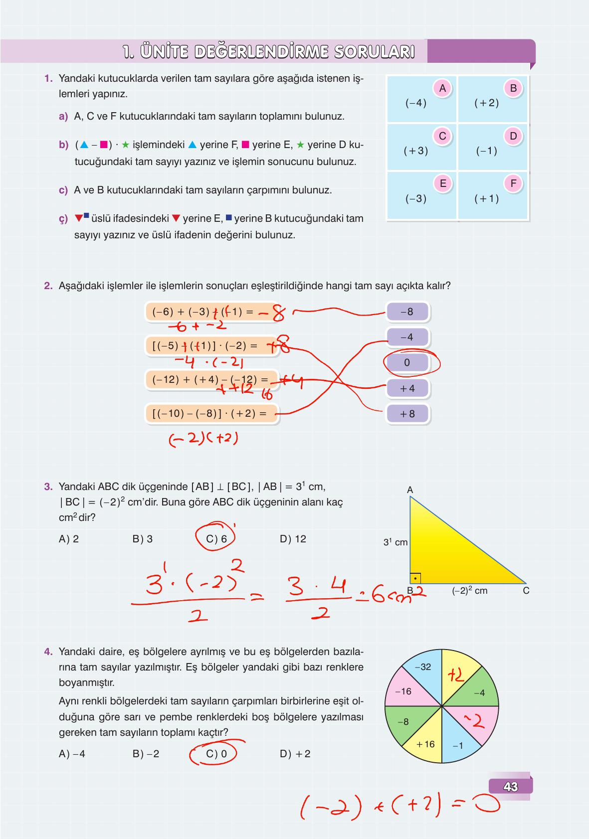 7. Sınıf Edat Yayınları Matematik Ders Kitabı Sayfa 43 Cevapları 7. Sınıf Edat Yayınları Matematik Ders Kitabı Sayfa 43 Cevapları