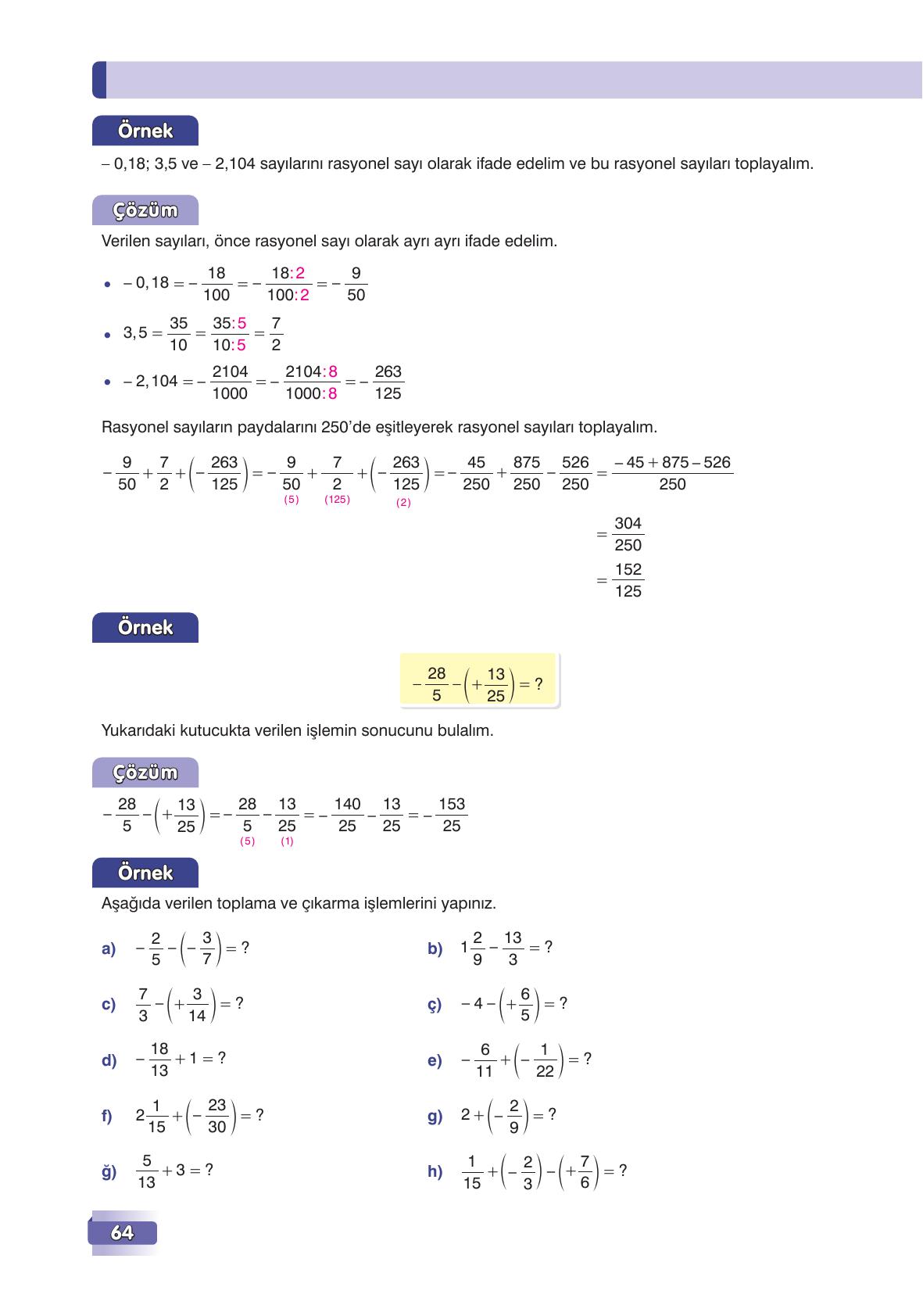 7. Sınıf Edat Yayınları Matematik Ders Kitabı Sayfa 64 Cevapları 7. Sınıf Edat Yayınları Matematik Ders Kitabı Sayfa 64 Cevapları