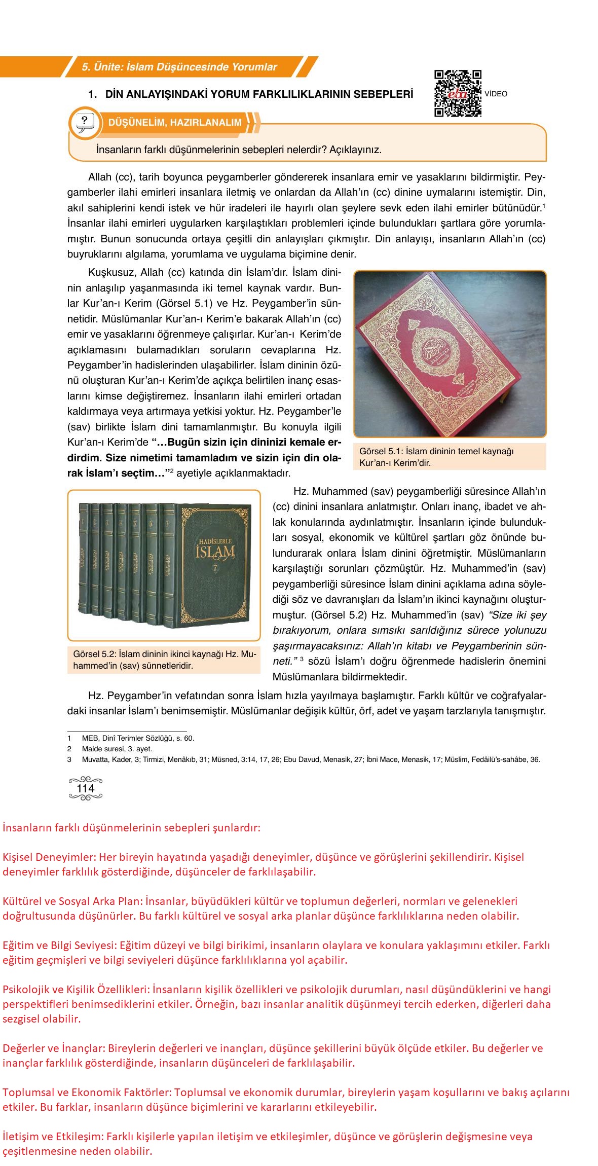 7. Sınıf Erkad Yayıncılık Din Kültürü Ve Ahlak Bilgisi Ders Kitabı Sayfa 114 Cevapları