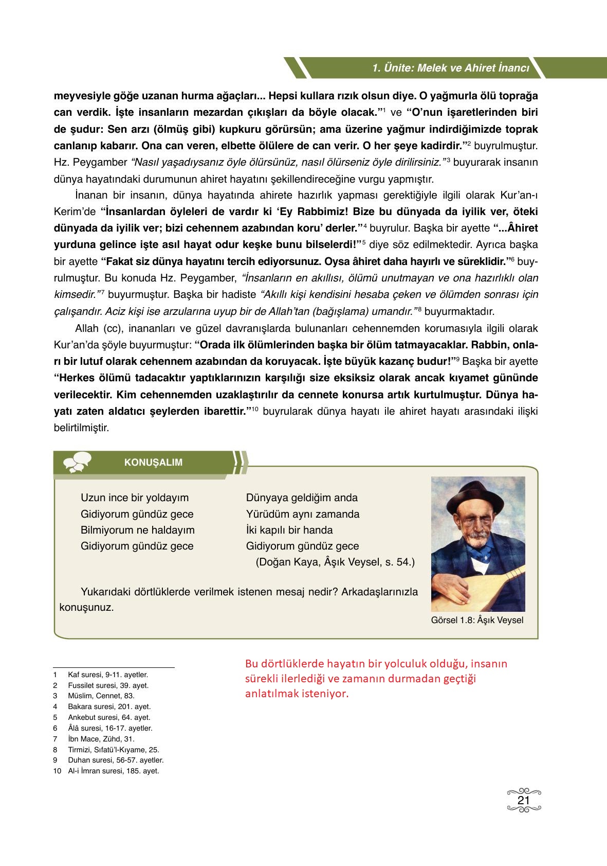 7. Sınıf Erkad Yayıncılık Din Kültürü Ve Ahlak Bilgisi Ders Kitabı Sayfa 21 Cevapları