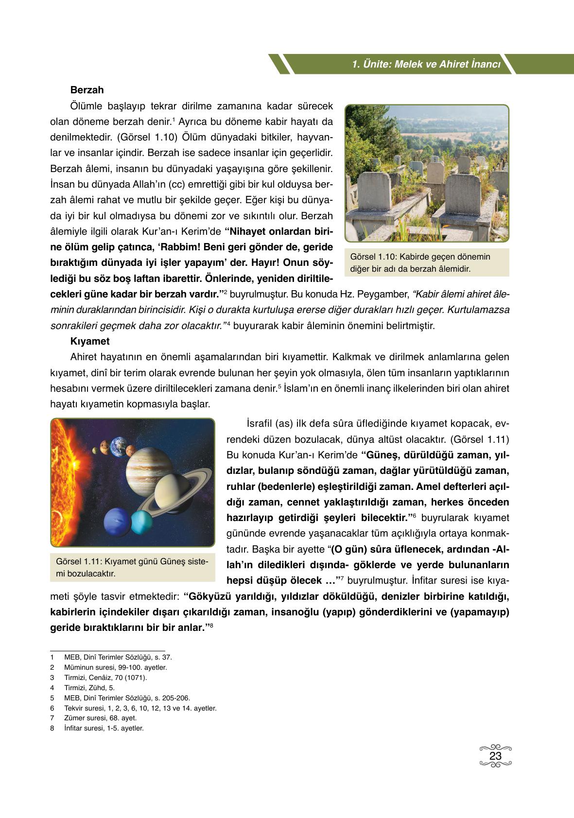 7. Sınıf Erkad Yayıncılık Din Kültürü Ve Ahlak Bilgisi Ders Kitabı Sayfa 23 Cevapları