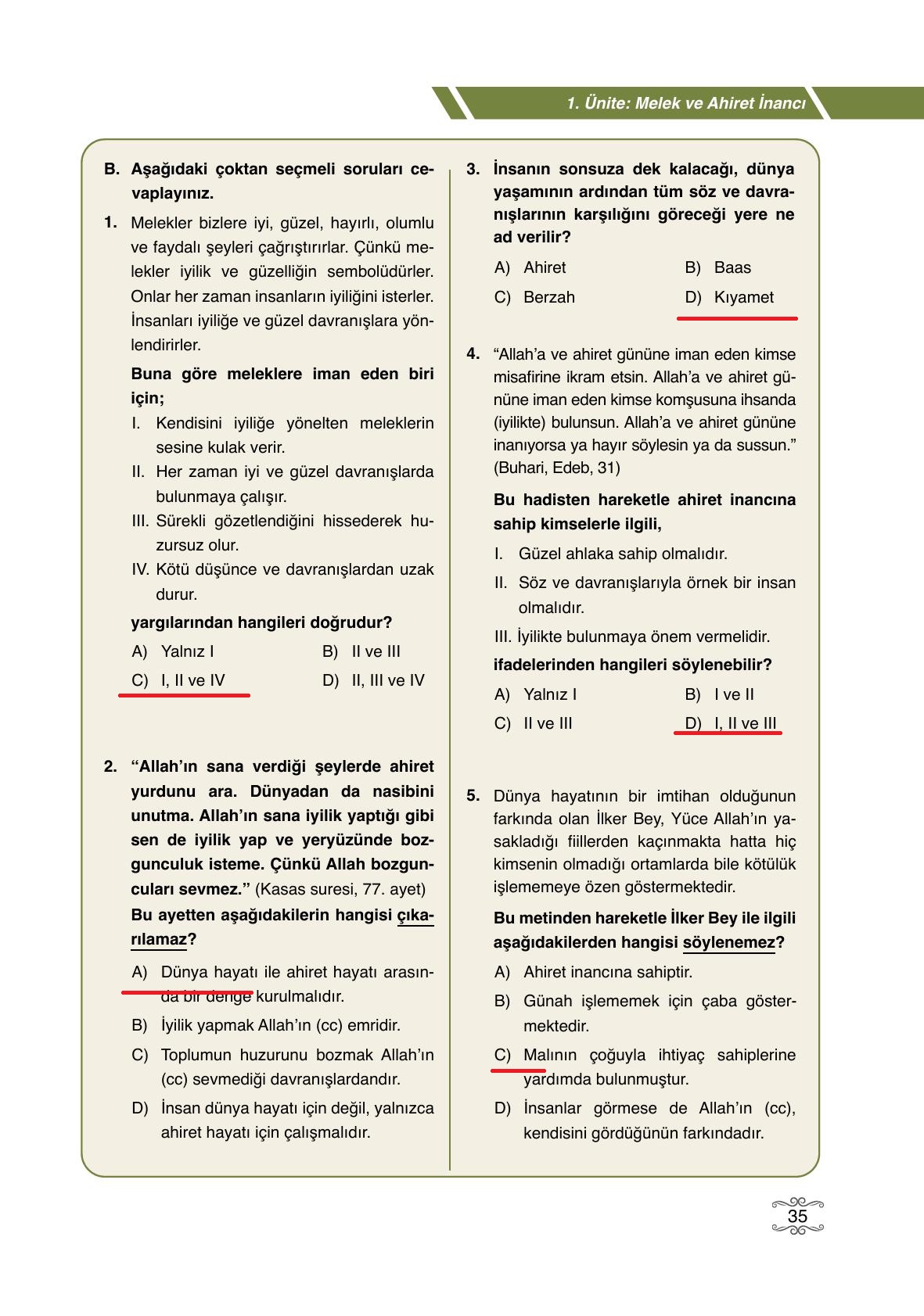 7. Sınıf Erkad Yayıncılık Din Kültürü Ve Ahlak Bilgisi Ders Kitabı Sayfa 35 Cevapları